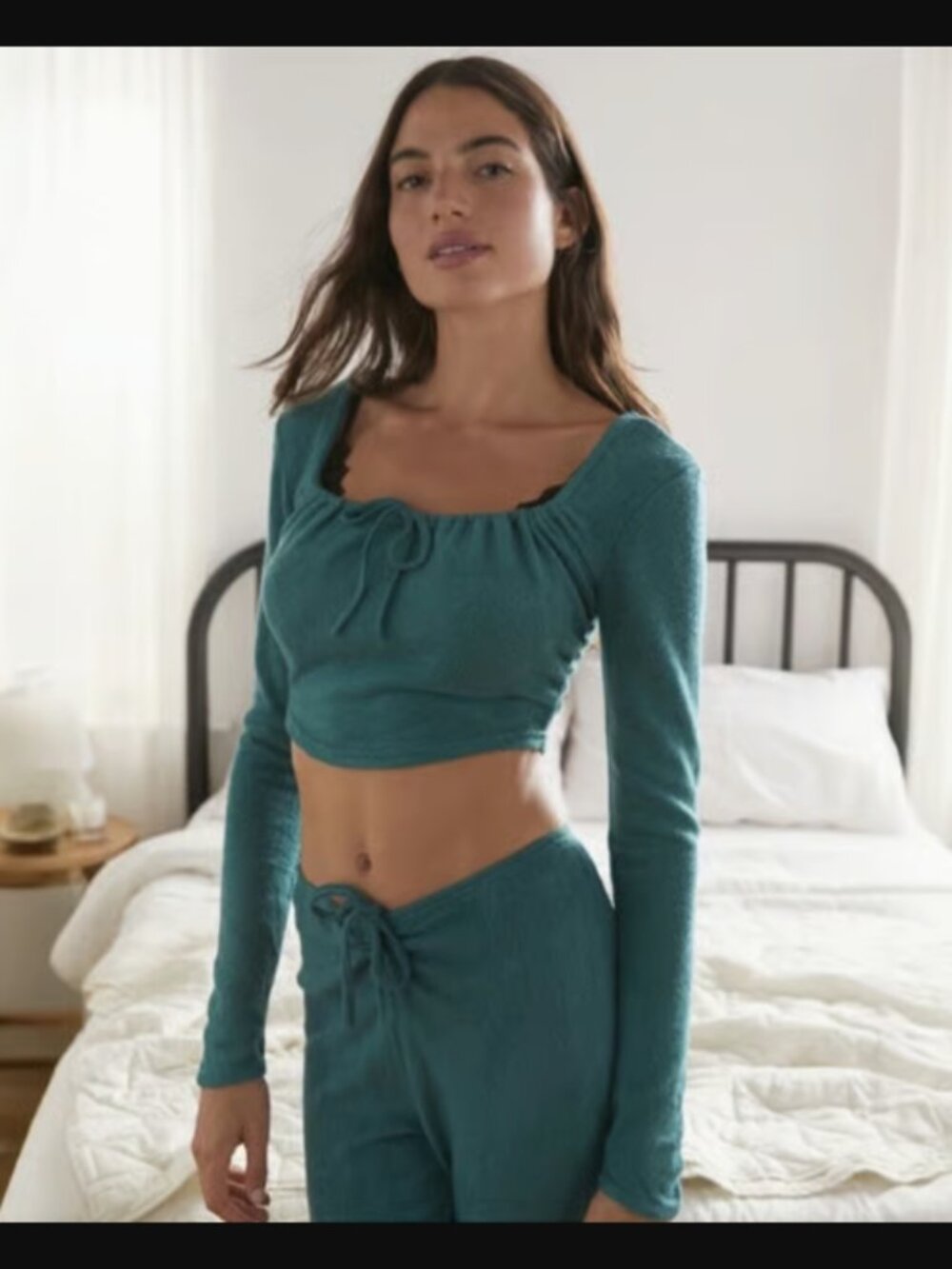 Urban Outfitters Out from Under Green Jasper Long Sleeve Crop Top Size XS
